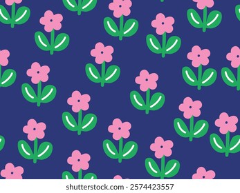 CUT OUT BRIGHT FLORAL IN SEAMLESS PATTERN VINTAGE FARM TREND PATTERN 60'S 70'S HIPPIE STYLE FLORAL IN VECTOR