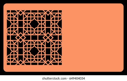 Cut out cards with lace pattern. Modern geometric card for laser cutting. Vector illustration.