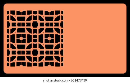Cut out cards with lace pattern. Modern geometric card for laser cutting. Vector illustration.