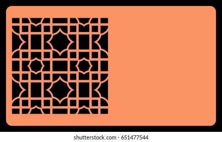 Cut out cards with lace pattern. Modern geometric card for laser cutting. Vector illustration.