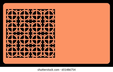 Cut out cards with lace pattern. Modern geometric card for laser cutting. Vector illustration.