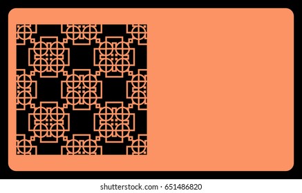 Cut out cards with lace pattern. Modern geometric card for laser cutting. Vector illustration.