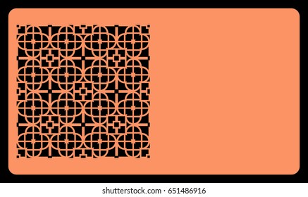 Cut out cards with lace pattern. Modern geometric card for laser cutting. Vector illustration.