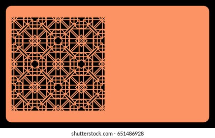 Cut out cards with lace pattern. Modern geometric card for laser cutting. Vector illustration.