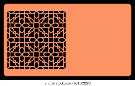 Cut out cards with lace pattern. Modern geometric card for laser cutting. Vector illustration.