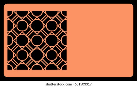 Cut out cards with lace pattern. Modern geometric card for laser cutting. Vector illustration.