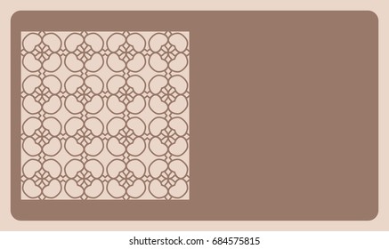 Cut out cards with lace pattern. Modern geometric card for laser cutting. Vector illustration. skin tone color