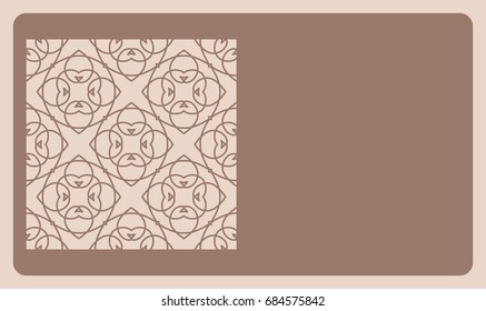 Cut out cards with lace pattern. Modern geometric card for laser cutting. Vector illustration. skin tone color