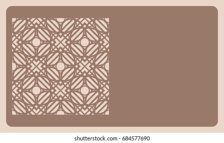 Cut out cards with lace pattern. Modern geometric card for laser cutting. Vector illustration. skin tone color