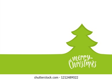 Cut out christmas tree in white paper. Pine tree clean festive design. Perfect for greeting cards, banners or print.
