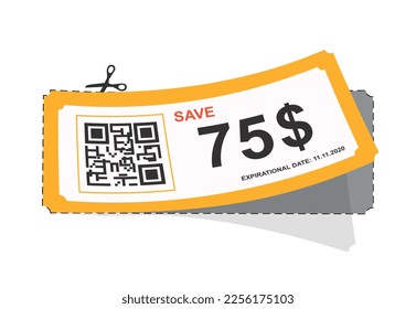 Cut out coupon. Booklet design, gifts, prizes and bonuses. Discounts and promotions, graphic element for website. Template, layout and mock up. Cartoon flat vector illustration