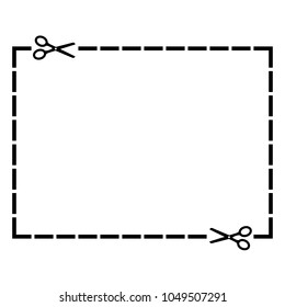 Cut out coupon rectangle shape with scissors. Vector illustration eps 10.