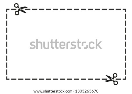 Cut out coupon rectangle shape with scissors icon. Vector illustration.
