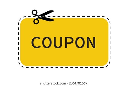 Cut out coupon with scissors. Coupon borders. Dotted line square and scissors. Vector illustration