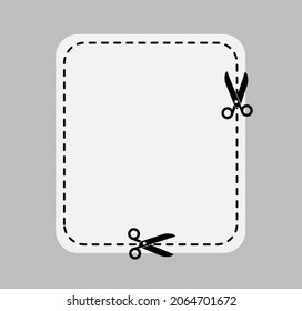 Cut out coupon with scissors. Coupon borders. Dotted line square and scissors. Vector illustration