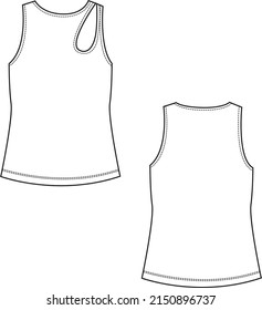 Cut Out Detail Top, Crew Neck Summer Tank Top