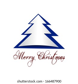Cut out and folded Christmas tree with greeting. For greetings card. EPS 10