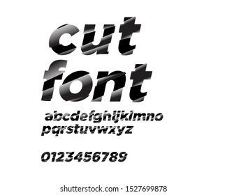 Cut out font design in vector format. Italic version.