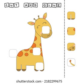 Cut out and glue. Educational game for children. Vector template.