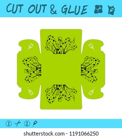 Cut out and glue educational paper game for children. Use scissors and glue to create the box for small things, trifles, trinkets etc