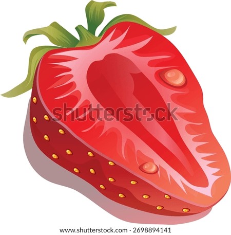 cut out half slice strawberry fruit