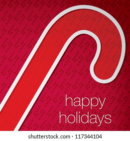 Cut out "Happy Holidays" candy cane card in vector format.