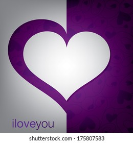 Cut out heart card in vector format.