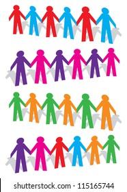 Cut out human with different colors on white background. Vector illustration.