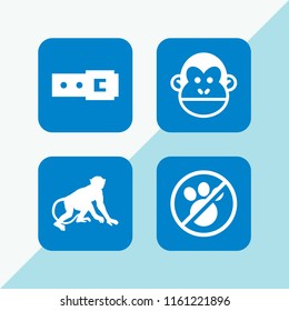 cut out icon. 4 cut out set with no animals, monkey and belt vector icons for web and mobile app