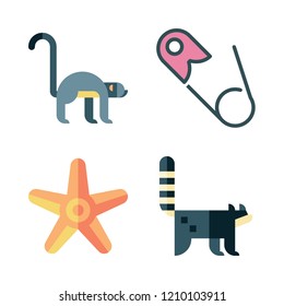 cut out icon set. vector set about safety pin, racoon, starfish and monkey icons set.