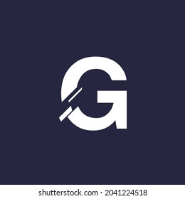 Cut Out, Lines, Initial Letter G Logo Design. Vector illustration