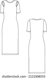 cut out long dress, crew neck body con dress