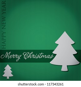 Cut out "Merry Christmas" tree card in vector format.
