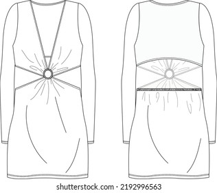 Cut Out Mini Dress Fashion Sketch 