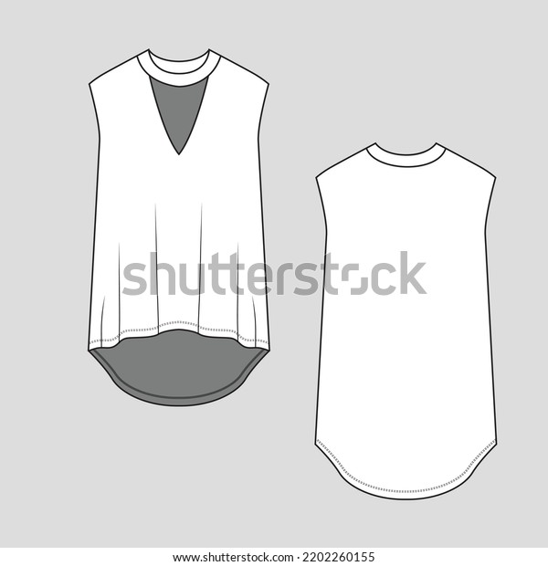 Cut Out Neck High Low Hem Stock Vector (Royalty Free) 2202260155 ...