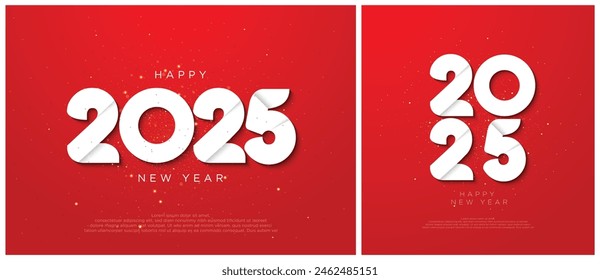 Cut out New year 2025 Number design with subtle shading touch. New Year 2025 and Christmas celebrations. Premium vector design for posters, calendars and social media posts.