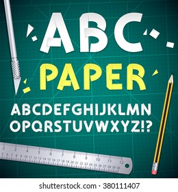 Cut Out Paper Alphabet and Equipment Set. Clipping paths included.