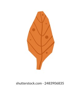 Cortar la hoja de otoño de papel aislada sobre fondo blanco. Forma texturizada de árbol de otoño. Vector dibujado a mano ilustración plana.