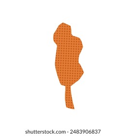 Cut out paper autumn leaf isolated on white background. Fall tree dots textured shape. Vector hand drawn flat illustration.