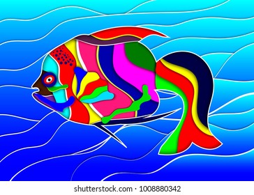 Cut out from paper colorful fish. Paper cut out disigne. Vector illustration. 