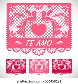 Cut Out Paper Composition  ?? Love Birds - Spanish text