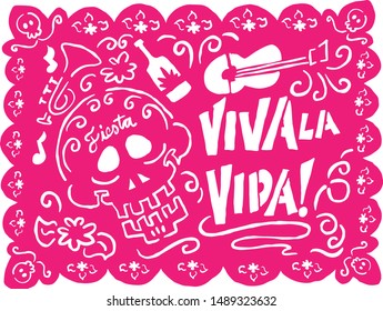 Cut out paper decoration for day of the dead in Mexico - papel picado