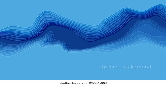 Cut out paper design style Blue abstract background. Blue papercut background for presentation, cover, banner, website template. Vector illustration EPS10