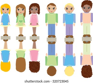 Cut out paper dolls and glue