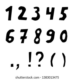 Cut out from paper of figure from 0 to 9 and punctuation marks. Good for ecology, environment, nature, organic themed and kids designs.