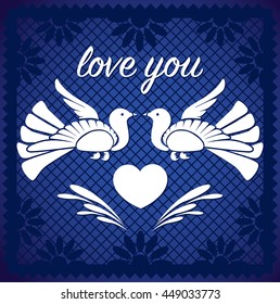 Cut Out Paper Love Birds Composition