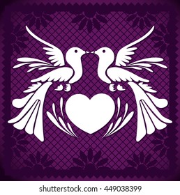 Cut Out Paper Love Birds Composition