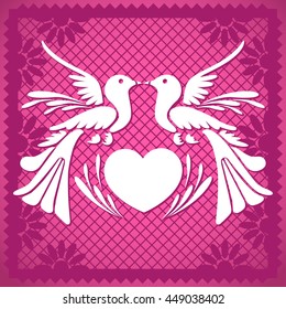 Cut Out Paper Love Birds Composition