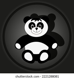 Cut out paper picture with panda bear on black style background. 3d tropical bear in the frame.