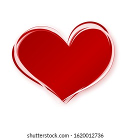 Cut out of paper red heart on white background. Vector illustration.